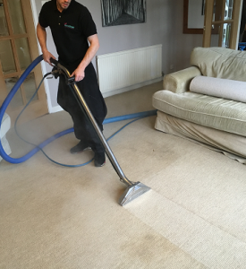 carpet cleaning in progress